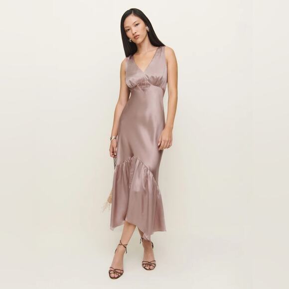 Reformation Dresses & Skirts - REFORMATION Cordia Silk Slip Dress in Taupe Size 6 100% Silk